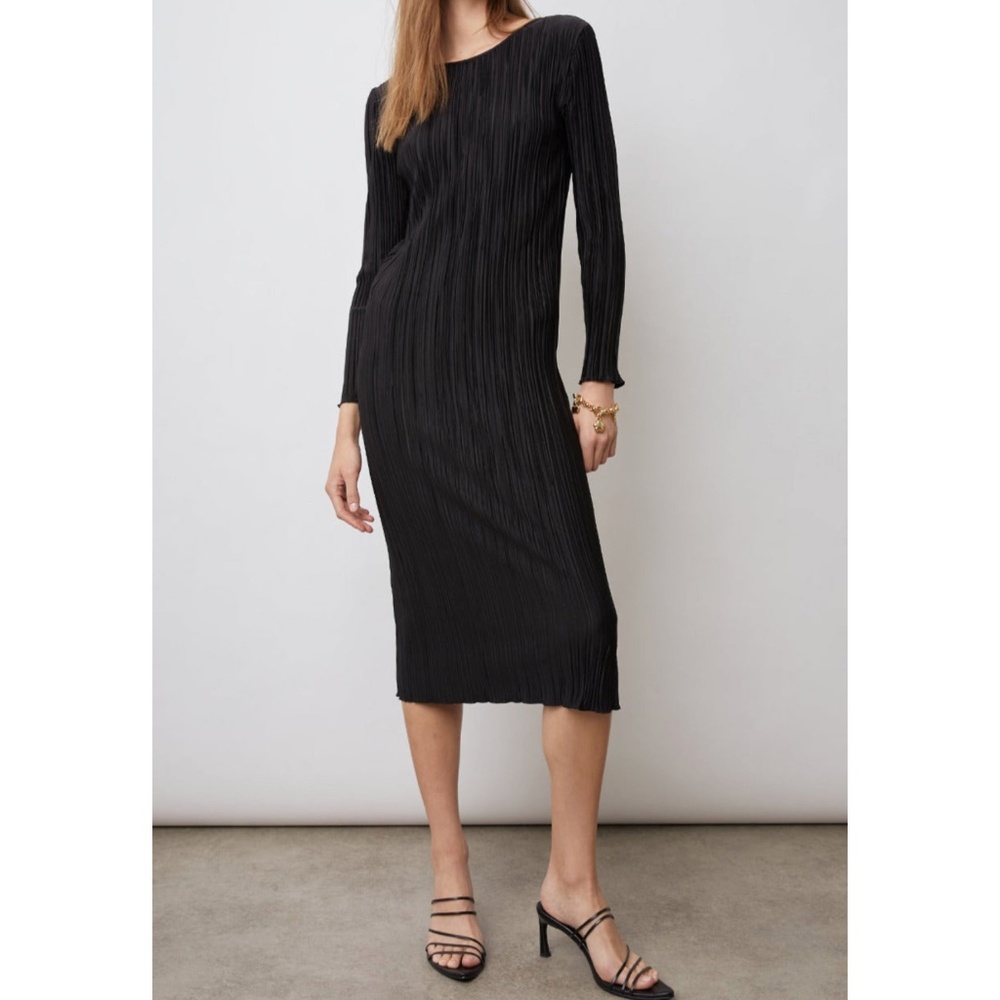 NWT RAILS Black Long Sleeve Pleated Midi Dress - Size XS